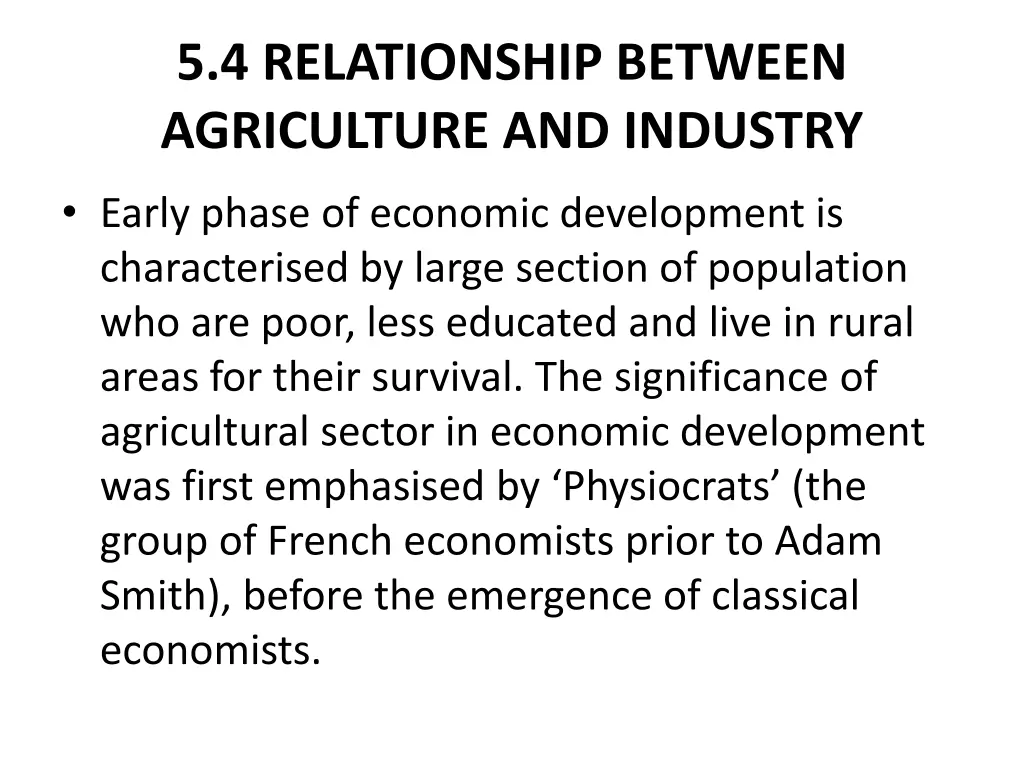 5 4 relationship between agriculture and industry