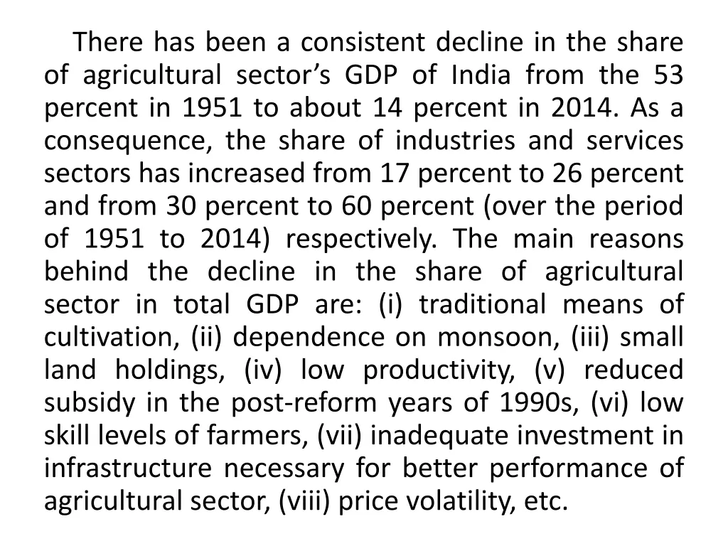 there has been a consistent decline in the share