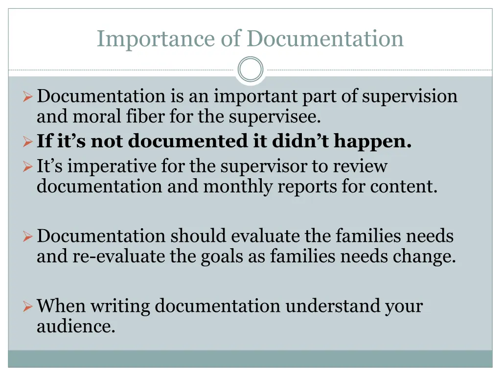 importance of documentation