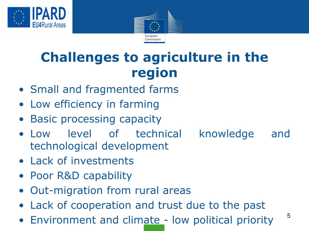 challenges to agriculture in the region small