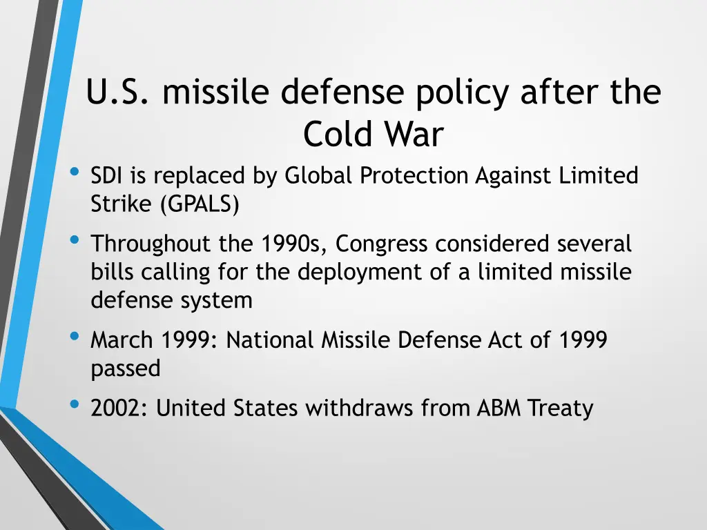u s missile defense policy after the cold