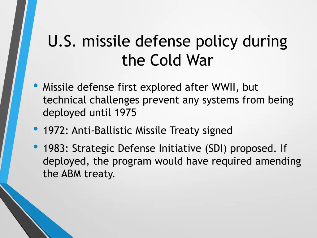 u s missile defense policy during the cold war