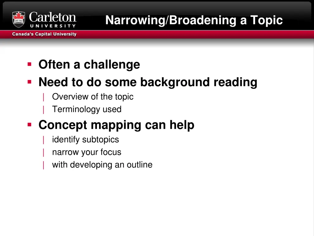 narrowing broadening a topic