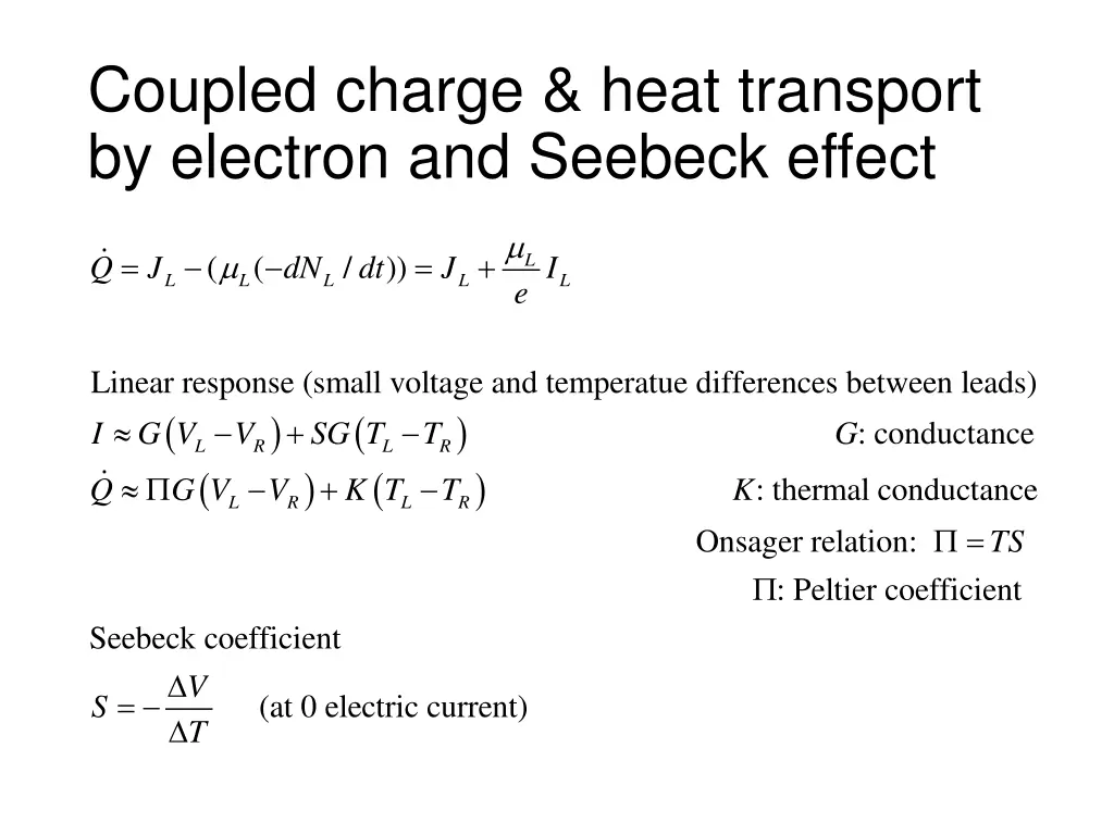 coupled charge heat transport by electron