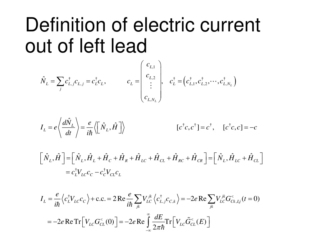 definition of electric current out of left lead