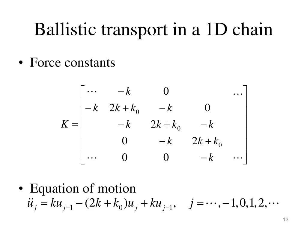 ballistic transport in a 1d chain