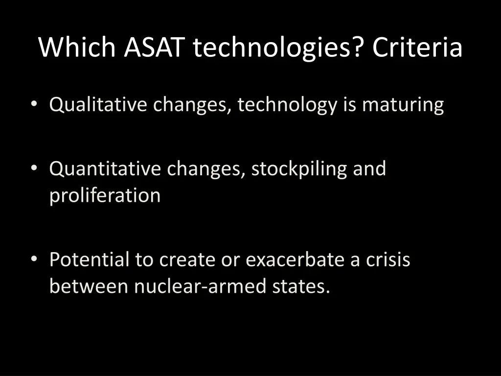 which asat technologies criteria