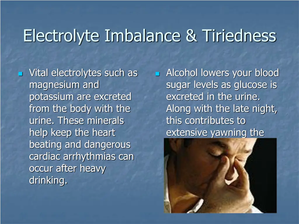 electrolyte imbalance tiriedness