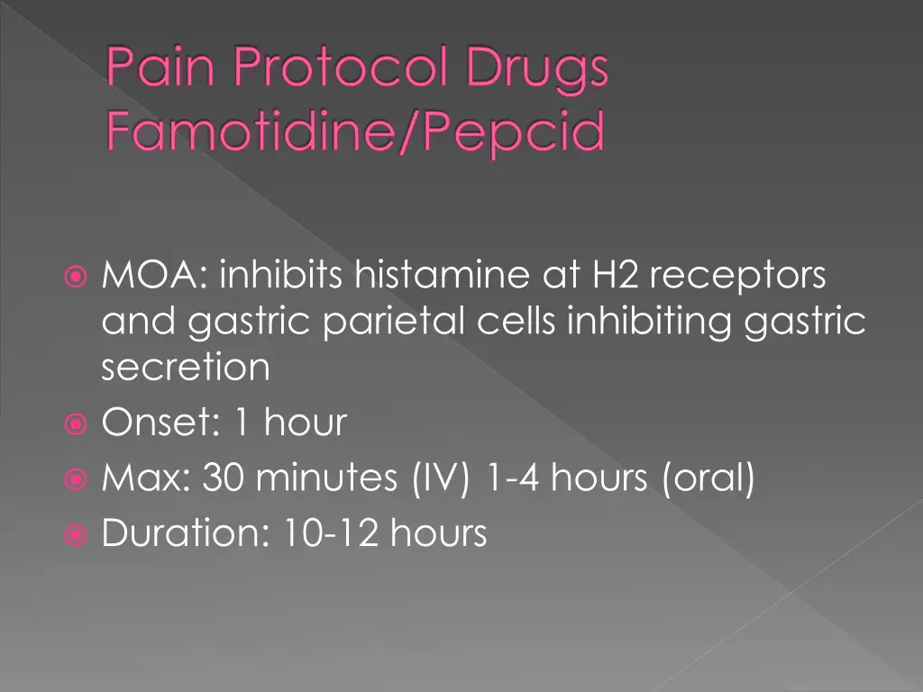 pain protocol drugs famotidine pepcid 1