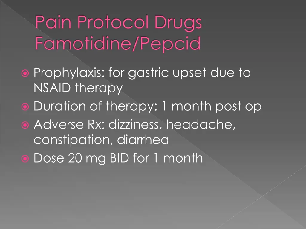 pain protocol drugs famotidine pepcid