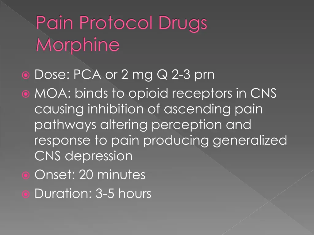pain protocol drugs morphine 1
