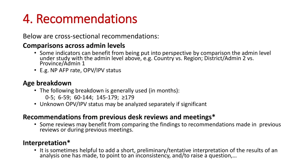 4 recommendations 4 recommendations