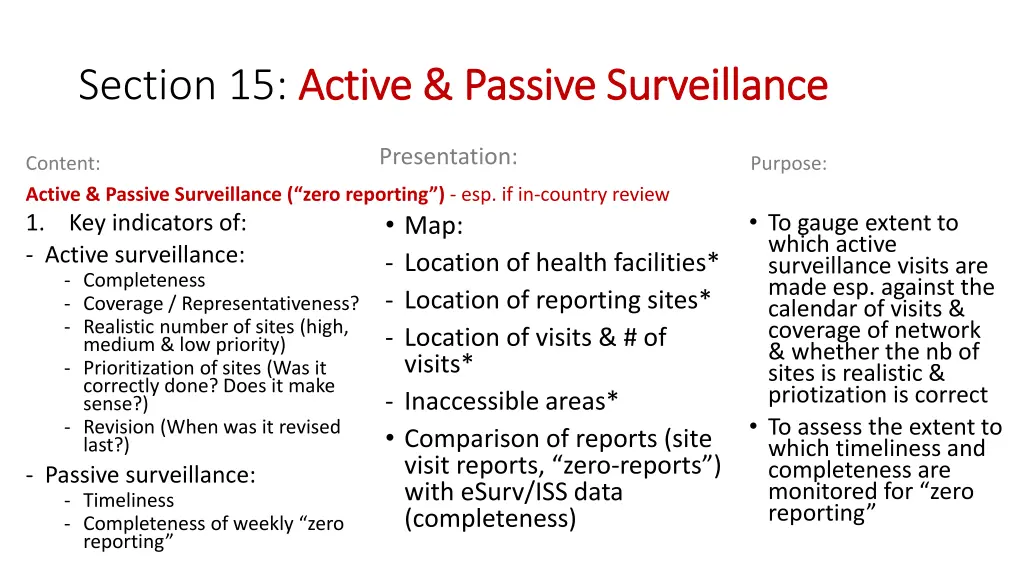 section 15 active passive surveillance active