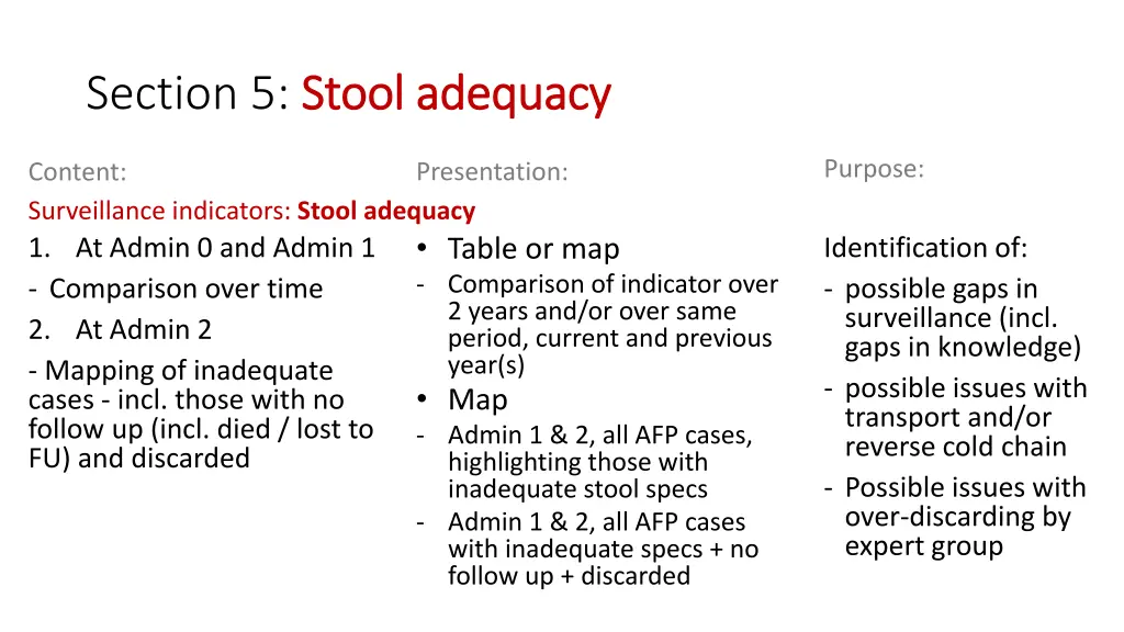 section 5 stool adequacy stool adequacy