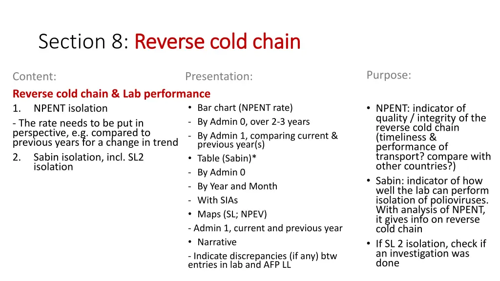section 8 reverse cold chain reverse cold chain