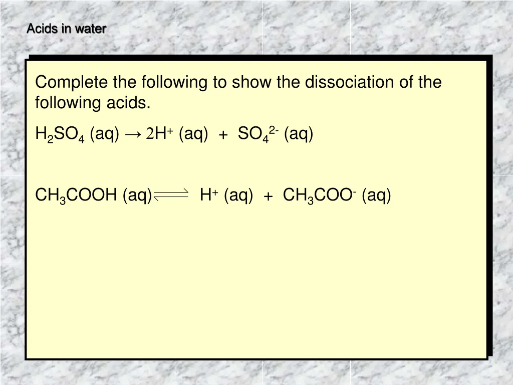 acids in water