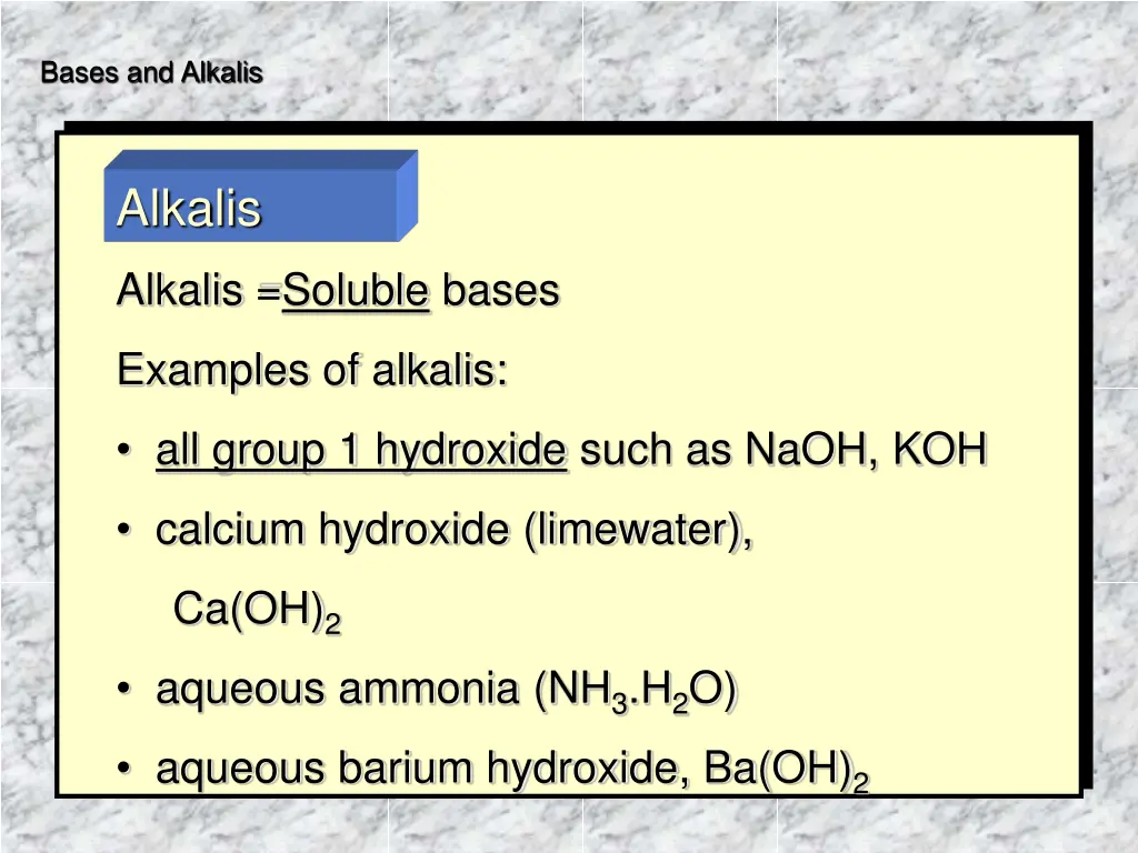 bases and alkalis