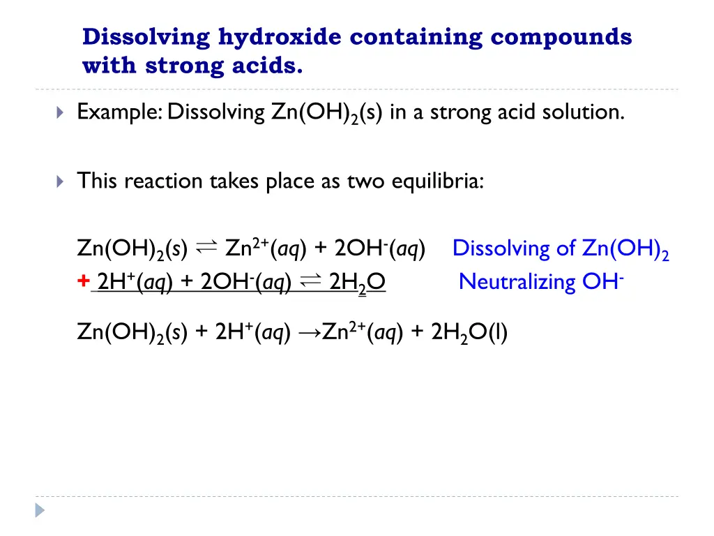 dissolving hydroxide containing compounds with