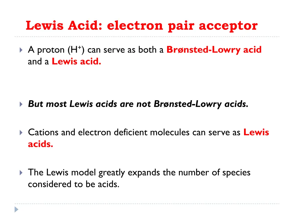 lewis acid electron pair acceptor