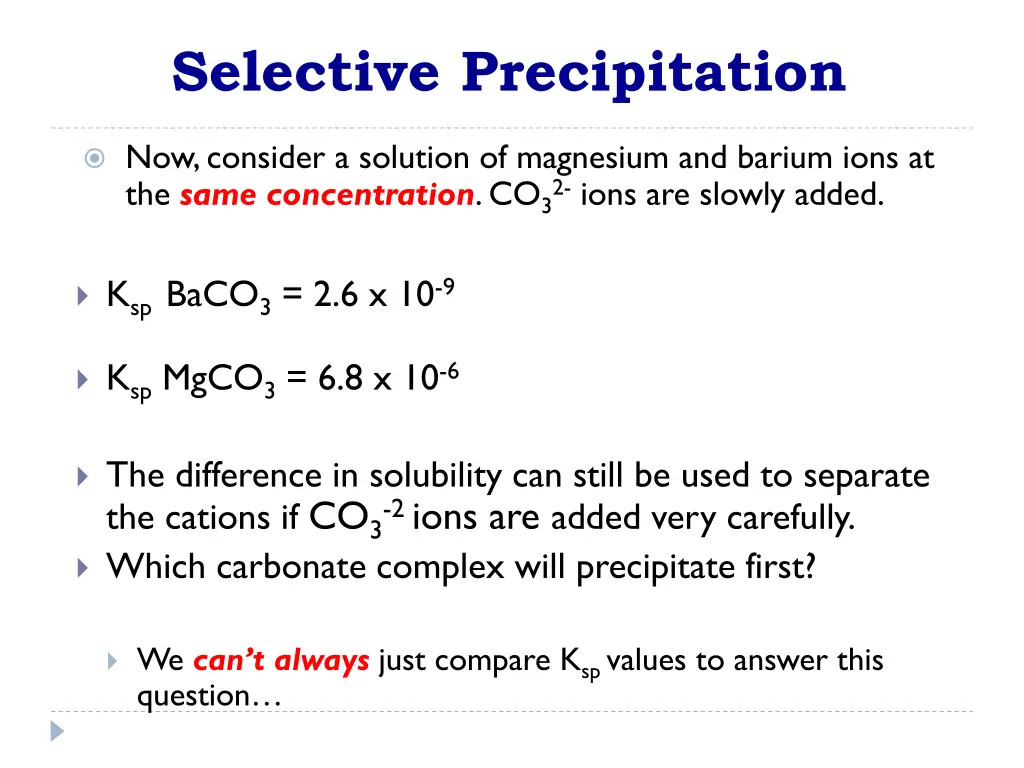 selective precipitation 2
