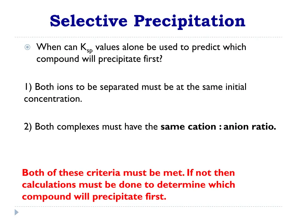 selective precipitation 3