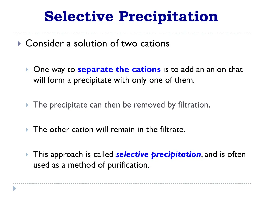 selective precipitation
