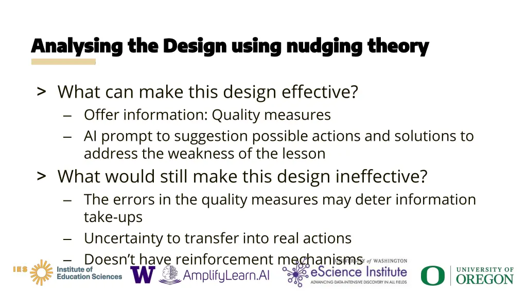 analysing the design using nudging theory