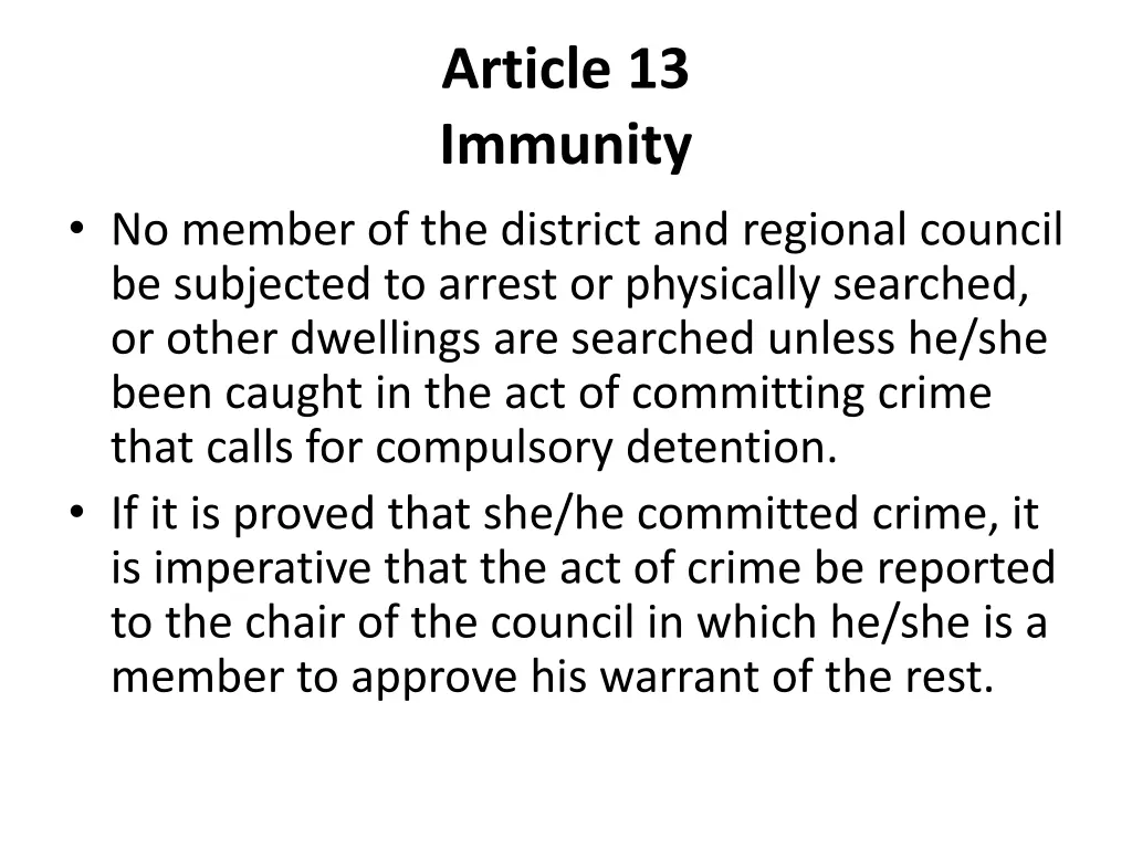 article 13 immunity