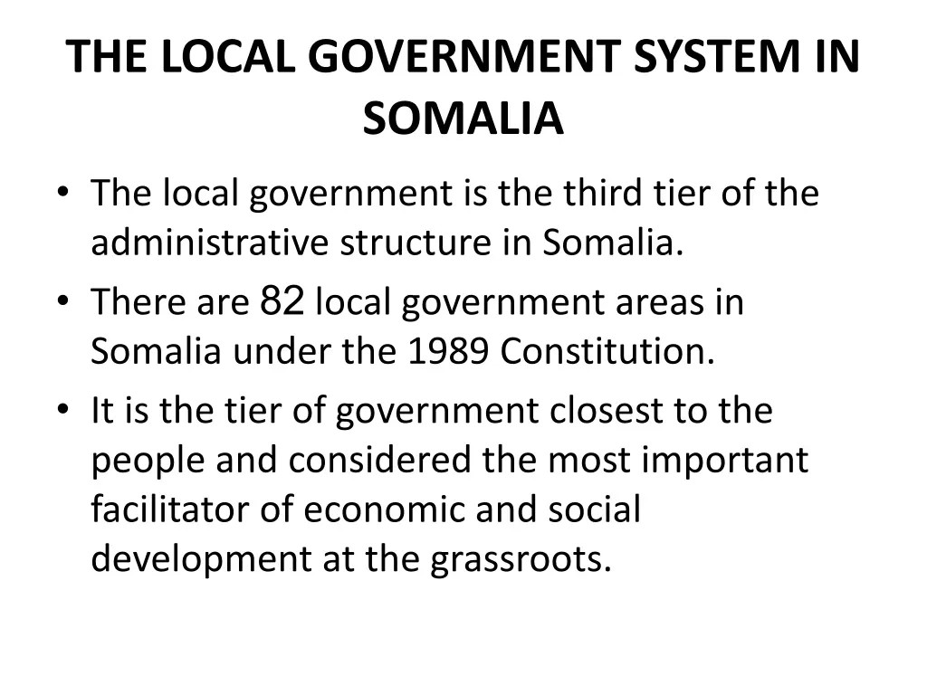 the local government system in somalia