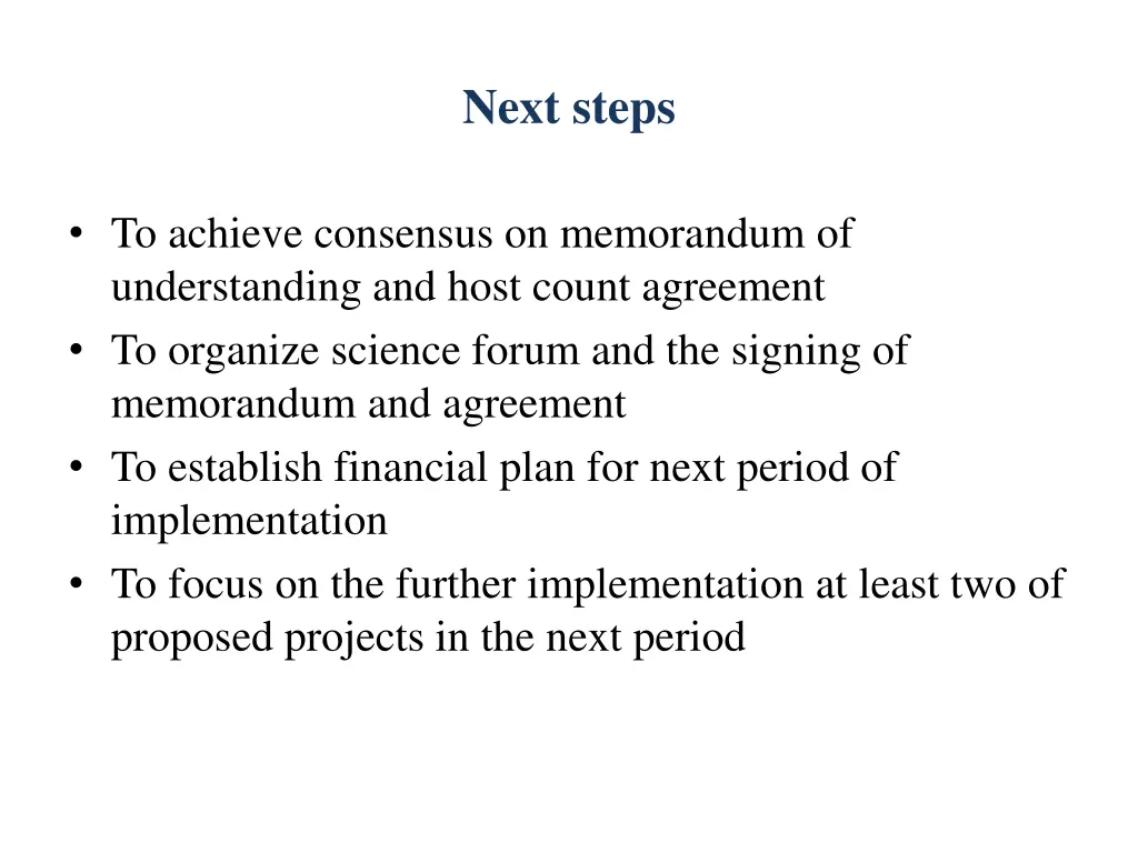 next steps