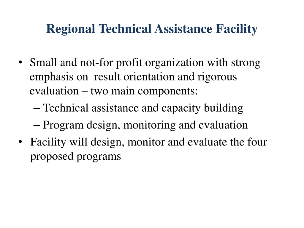 regional technical assistance facility