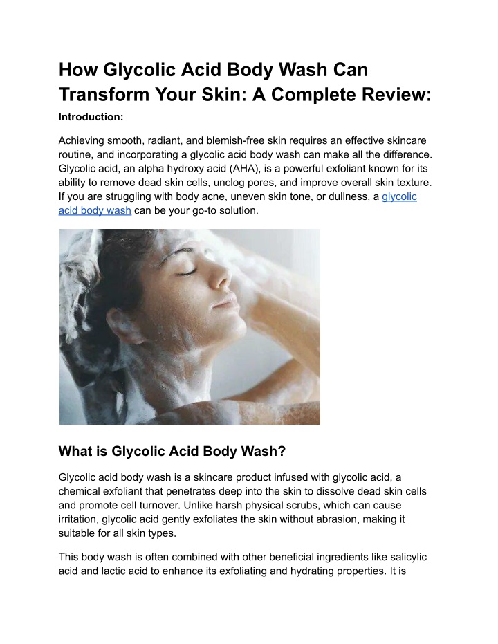 how glycolic acid body wash can transform your