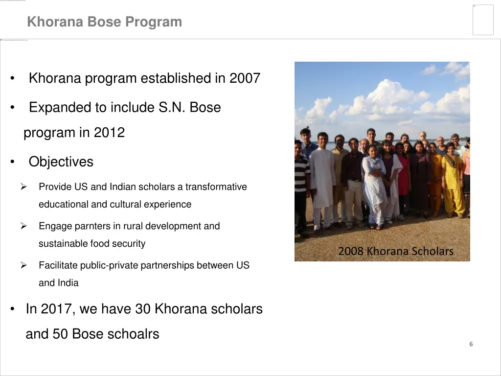 khorana bose program