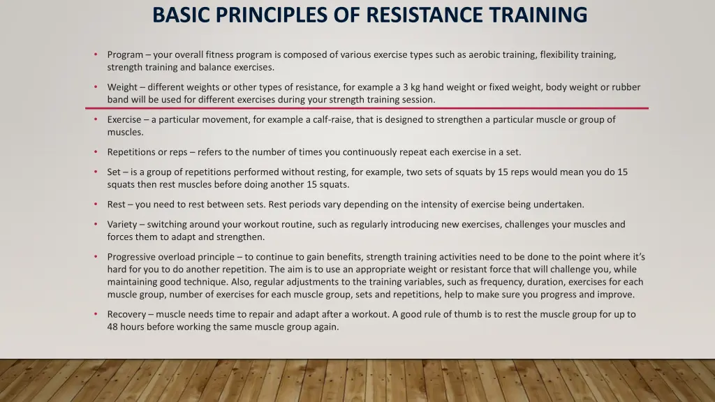 basic principles of resistance training