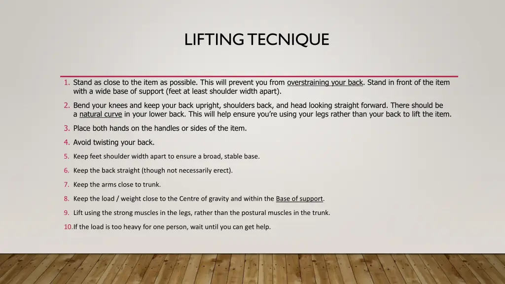 lifting tecnique