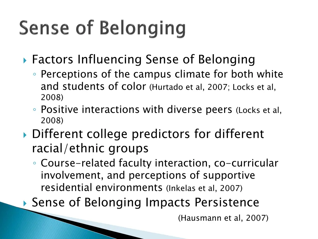 factors influencing sense of belonging