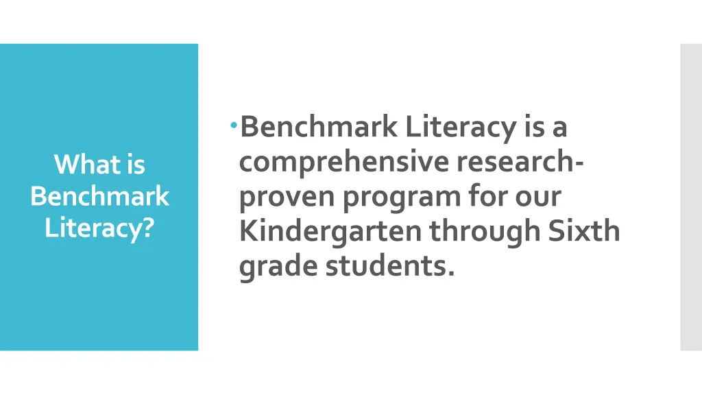 benchmark literacy is a comprehensive research