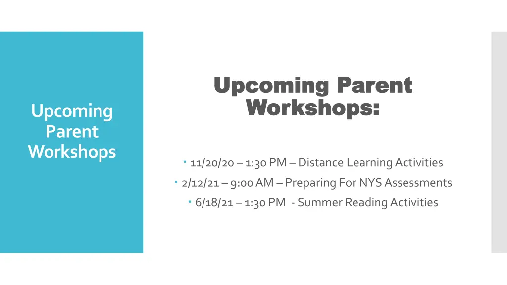 upcoming parent upcoming parent workshops