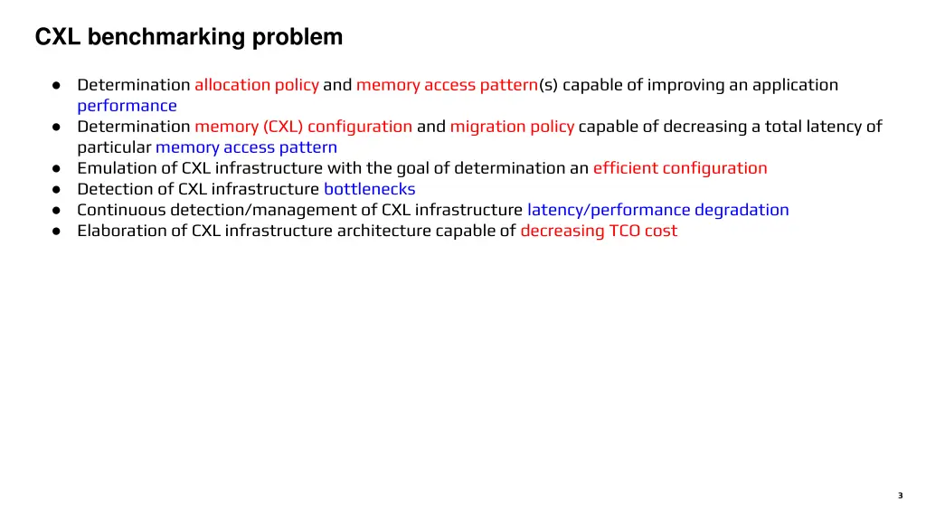 cxl benchmarking problem