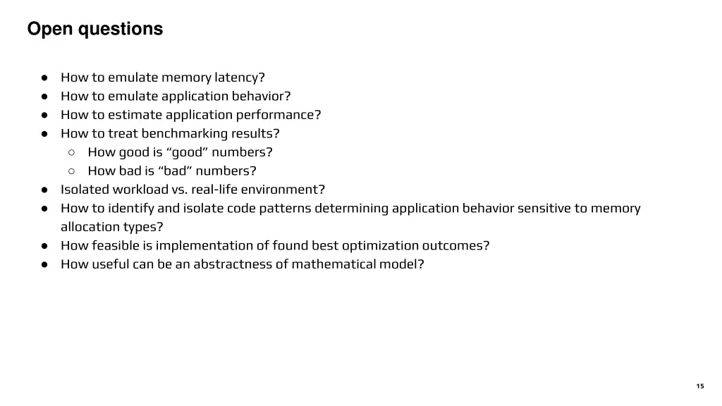 open questions