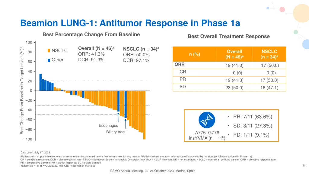 beamion lung 1 antitumor response in phase 1a