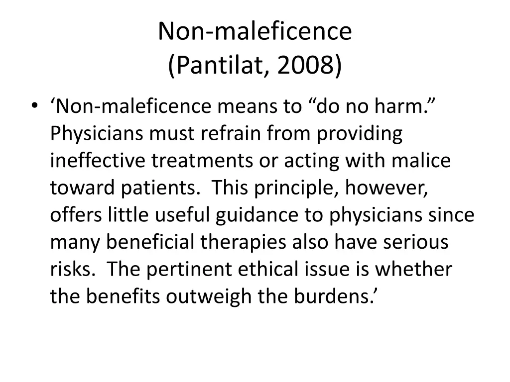 non maleficence pantilat 2008