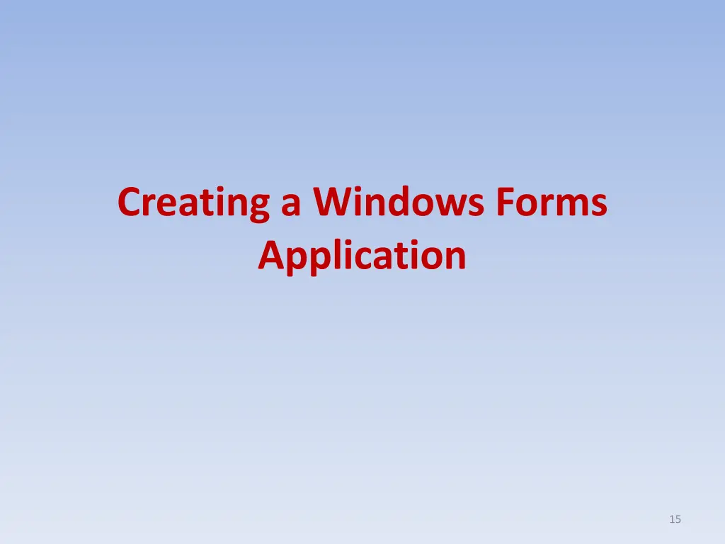 creating a windows forms application