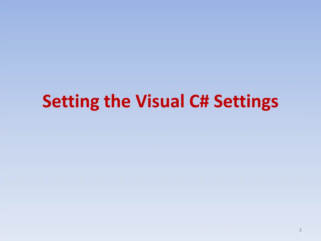 setting the visual c settings