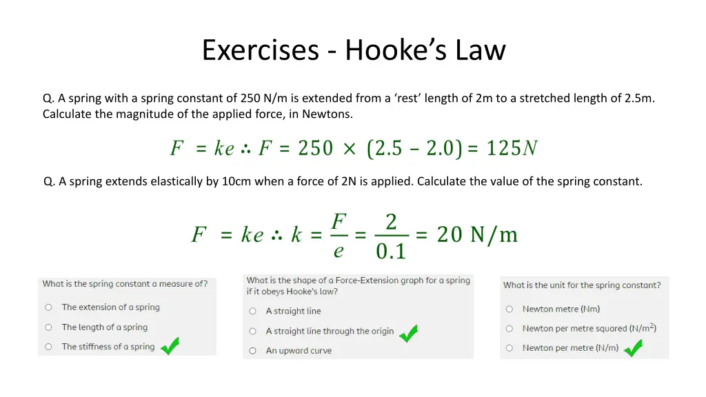 exercises hooke s law