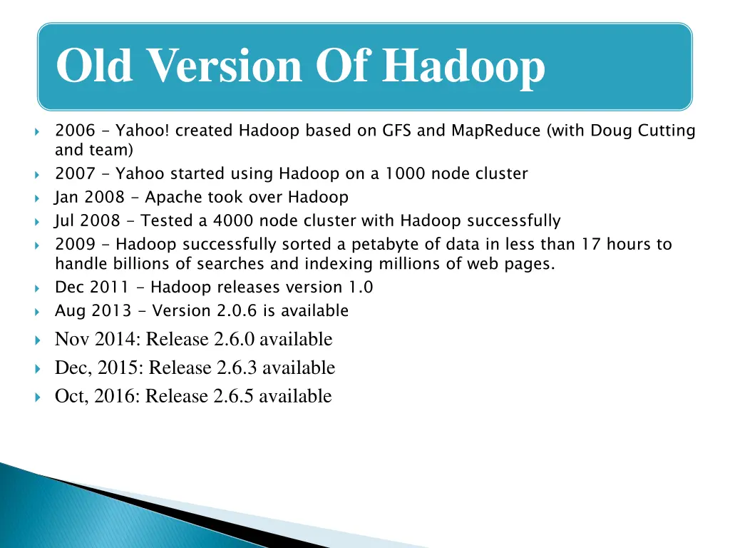 old version of hadoop