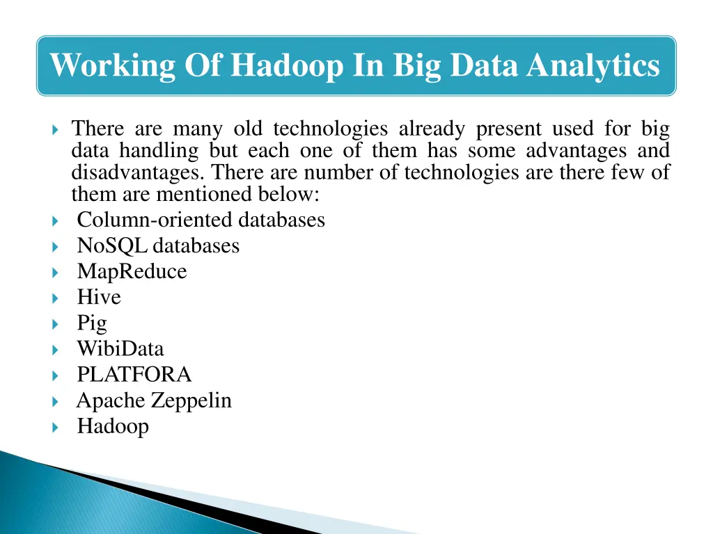 working of hadoop in big data analytics