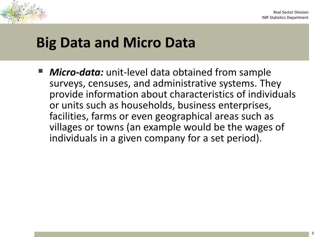 real sector division imf statistics department 2