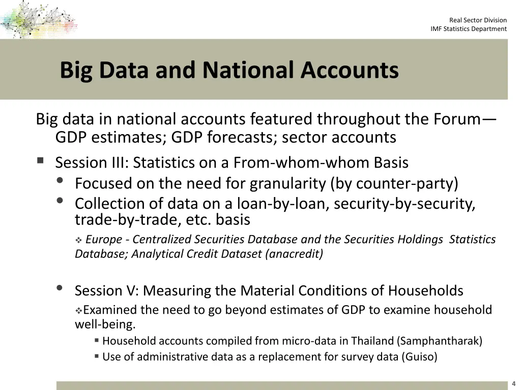 real sector division imf statistics department 3