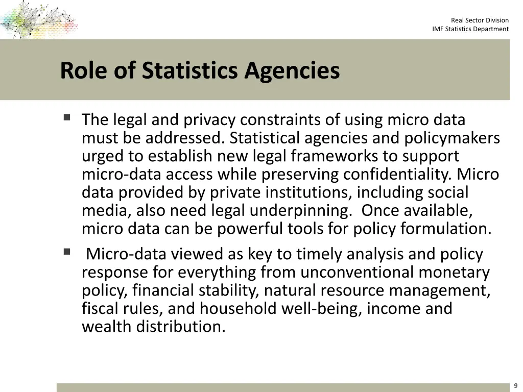 real sector division imf statistics department 8
